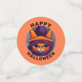 オレンジキャットパープルウィッチハットハローウィンパーティ コンフェッティ (スモール正面)