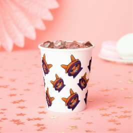 オレンジキャットパープルウィッチハットハローウィンパーティ 紙コップ