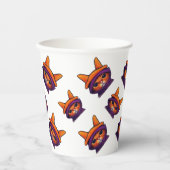 オレンジキャットパープルウィッチハットハローウィンパーティ 紙コップ (正面)