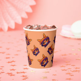 オレンジキャットパープルウィッチハットハローウィンパーティ 紙コップ