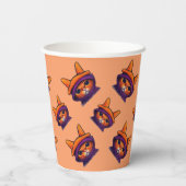 オレンジキャットパープルウィッチハットハローウィンパーティ 紙コップ (裏面)