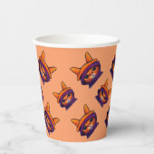 オレンジキャットパープルウィッチハットハローウィンパーティ 紙コップ (正面)