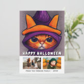 オレンジキャットパープルウィッチハット2写真ハロウィーン シーズンカード (スタンド正面)