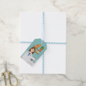 オレンジキャットブルーの獣医の女性獣医ガール ギフトタグ (より糸付き)