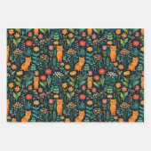 オレンジキャットボタニカル ラッピングペーパーシート (正面2)