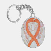 オレンジキャット認識度リボンエンジェルカスタムキーチェーン キーホルダー (正面左)