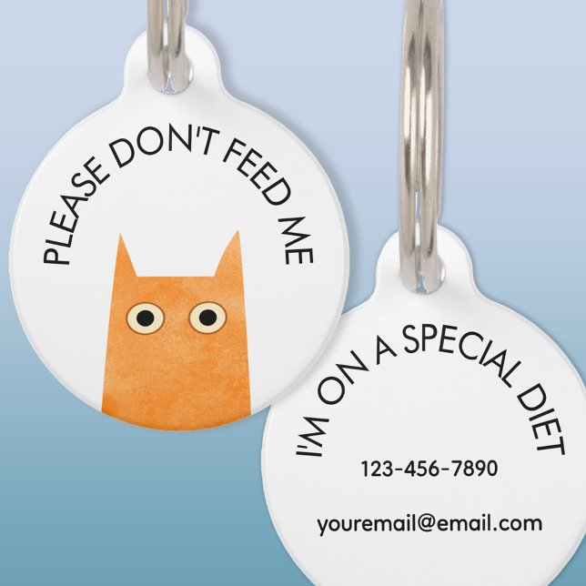 オレンジキャット食べ物を与えは医学的に ペット　ネームタグ (Orange Cat Don't Feed Me special diet medical pet tag)