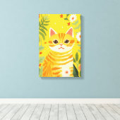 オレンジキャット・イン・ザ・ガーデン キャンバスプリント (インサイチュ (ウッドフロア))