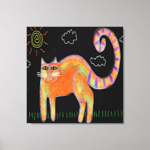 オレンジキャット・イン・ザ・サン絵画抽象芸術 キャンバスプリント