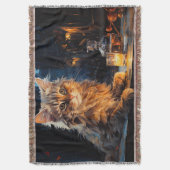 オレンジキャット&カフェテラスインスパイアアットナイトバイV スローブランケット (正面縦)