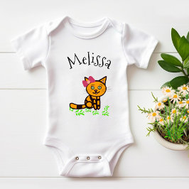 オレンジキャット ベビーボディスーツ