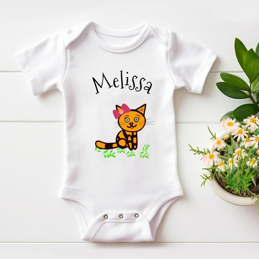 オレンジキャット ベビーボディスーツ