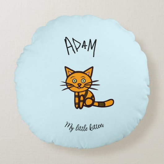 オレンジキャット ラウンドクッション (正面)