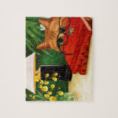 オレンジキャット、本、ビー、ラン ジグソーパズル (縦)