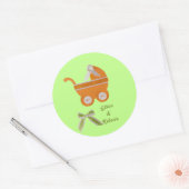 オレンジキャリッジベビーシャワーをパーソナライズ ラウンドシール (封筒)