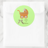 オレンジキャリッジベビーシャワーをパーソナライズ ラウンドシール (バッグ)