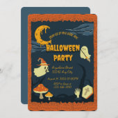 オレンジキャンドル不気味ハローウィンパーティ招待状 招待状 (正面/裏面)