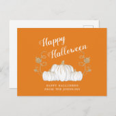 オレンジキュートカボチャハッピーハローウィン ポストカード (正面/裏面)
