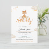 オレンジキュートキツネベビーシャワー招待状 招待状 (スタンド正面)