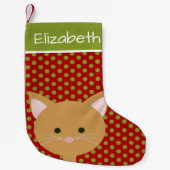 オレンジキュート子猫顔 スモールクリスマスストッキング (正面)