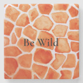 オレンジキリンアニマルプリント ストーンコースター (正面)