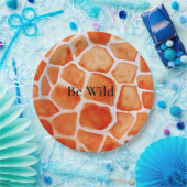 オレンジキリンアニマルプリント ペーパープレート (パーティー)