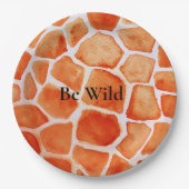 オレンジキリンアニマルプリント ペーパープレート (正面)