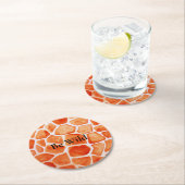 オレンジキリンアニマルプリント ラウンドペーパーコースター (インサイチュ)