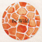 オレンジキリンアニマルプリント ラウンドペーパーコースター (正面)