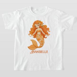 オレンジキルト入りマーメイドの名入れ Tシャツ