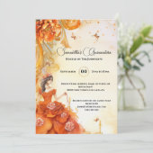オレンジキンセアニラ牡丹の球形花エレガント 招待状 (スタンド正面)