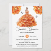 オレンジキンセニェラバルゴーン牡丹フローラ花 招待状 (正面)