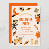 オレンジキ不気味ッドハローウィンパーティ招待状 招待状 (正面/裏面)