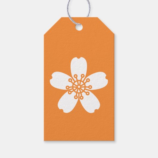オレンジギフト魅力的ラベルの桜 ギフトタグ (正面)