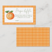 オレンジギンガムかわいこちゃんおむつラッフルベビーシャワー エンクロージャーカード (正面/裏面)