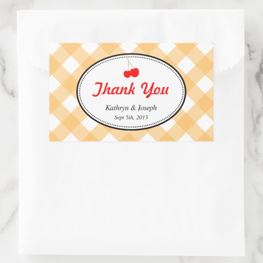 オレンジギンガムカントリーピクニックレッドさくらんぼ結婚ズ 長方形シール (バッグ)