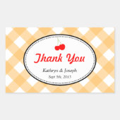 オレンジギンガムカントリーピクニックレッドさくらんぼ結婚ズ 長方形シール (正面)