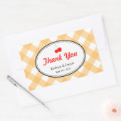 オレンジギンガムカントリーピクニックレッドさくらんぼ結婚ズ 長方形シール (封筒)