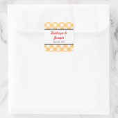 オレンジギンガムカントリーピクニック素朴な結婚式の引き出物 スクエアシール (バッグ)