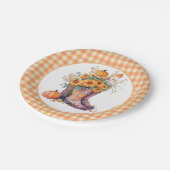 オレンジギンガムカントリーフローラ秋 ペーパープレート (アングル)
