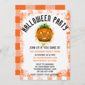 オレンジギンガムジャコランタンカスタマイズハロウィーン 招待状 (正面/裏面)