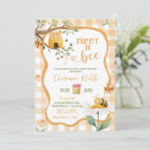 オレンジギンガムチェックのデイジーと蜂のベビーシャワー 招待状 (スタンド正面)