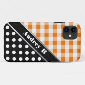オレンジギンガムブラック水玉模様iPhone 5ケース Case-Mate iPhoneケース (裏面(横))