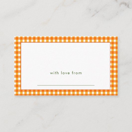 オレンジギンガムリトルかわいこちゃんディスプレイベビーシャワー エンクロージャーカード (裏面)