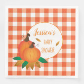 オレンジギンガム秋ベビーシャワー紙ナプキンス (正面)