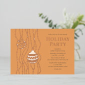 オレンジクエレガントリスマスパーティーホリ企業のデイ 箔招待状 (立ち正面)