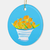 オレンジクムカッツ水色フルーツ セラミックオーナメント (左)