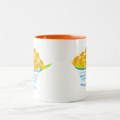 オレンジクムカッツ水色フルーツ ツートーンマグカップ (中央)
