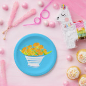 オレンジクムカッツ水色フルーツ ペーパープレート (パーティー)