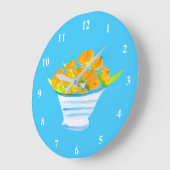 オレンジクムカッツ水色フルーツ ラージ壁時計 (傾斜)